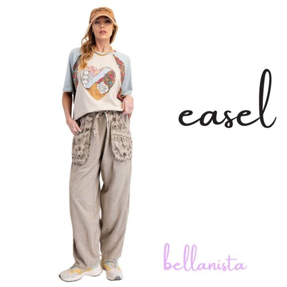 Easel Beige Patterned Track Pants - Picture 2 of 5
